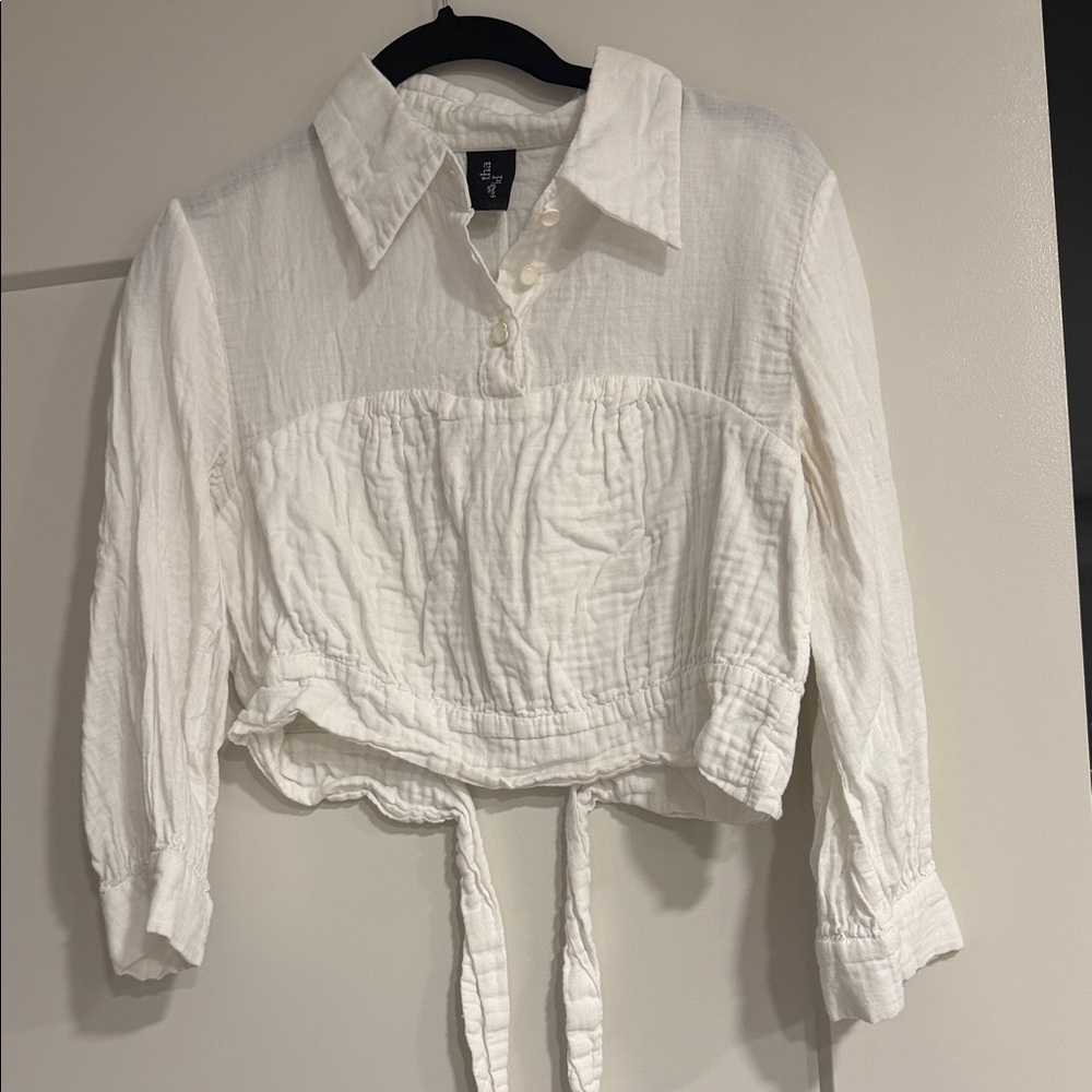 Samantha Pleet Cream Button-Up Blouse